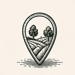 Repère de carte au-dessus d’un paysage de campagne